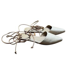 City Classified Lace Up Pointed Toe Gladiator Flats Blue 10